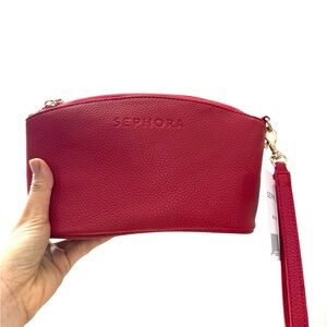 Sephora Bold Red Cosmetic Bag + 12 samples inside